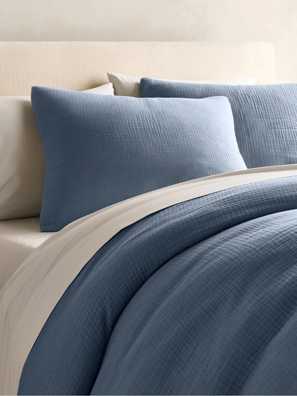New Quince Organic Cotton Gauze Duvet Cover Set King/Calking - Mineral Blue $170